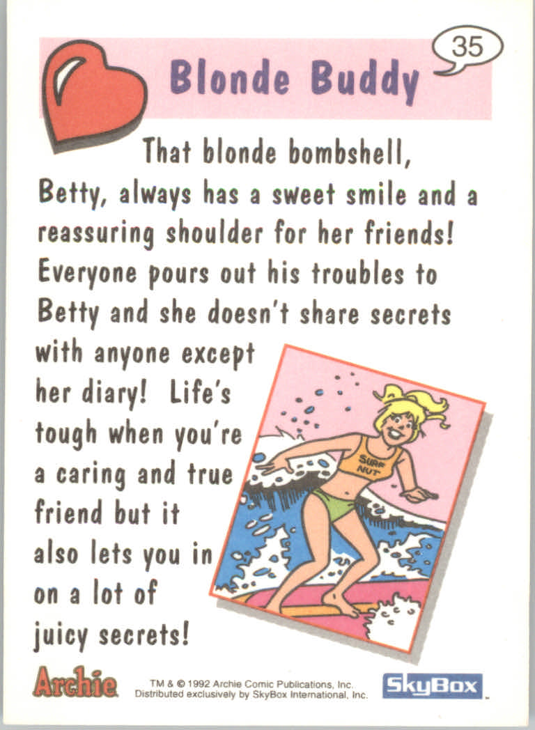 1992 SkyBox Archie #35 Blonde Buddy back image