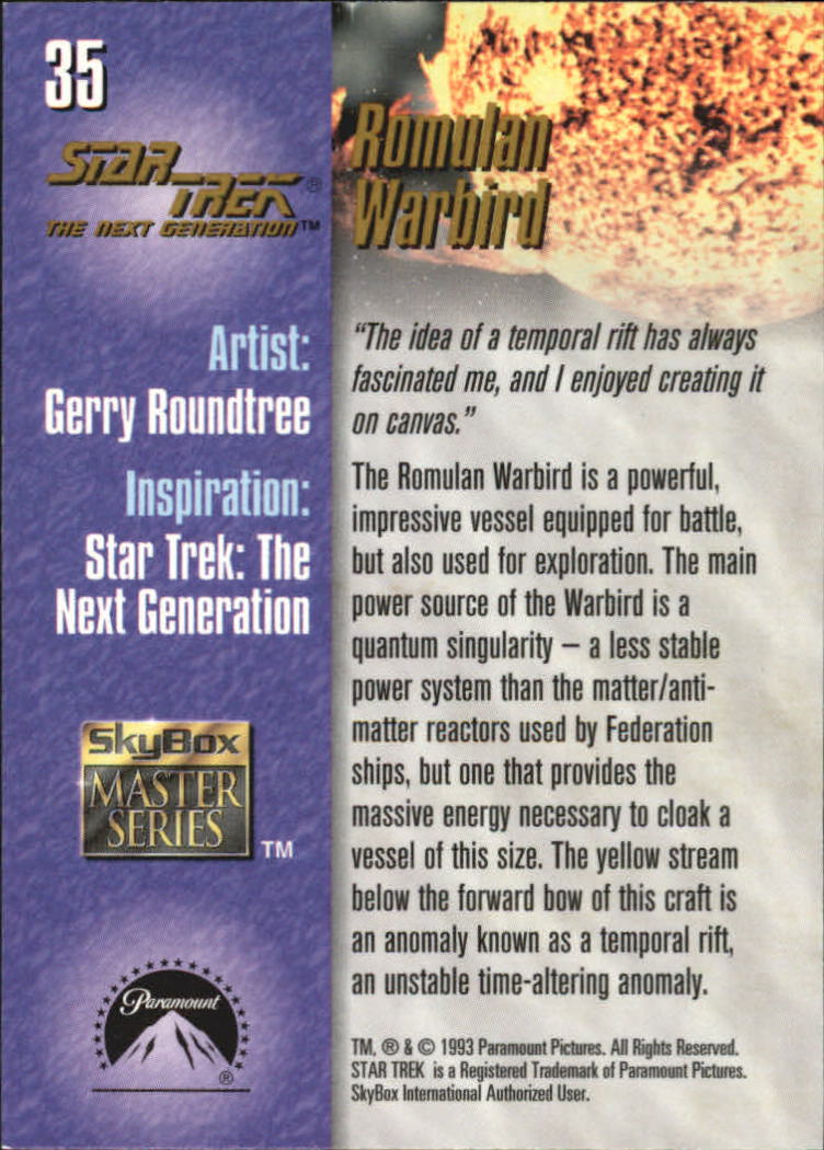 1993 SkyBox Star Trek Master Series #35 Romulan Warbird back image