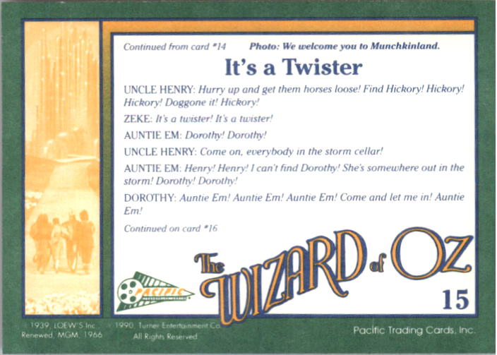 1990 Pacific Wizard of Oz #15 It's a Twister back image