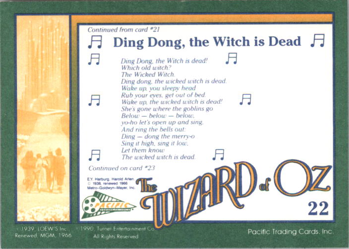 1990 Pacific Wizard of Oz #22 Ding Dong, the Witch is Dead back image