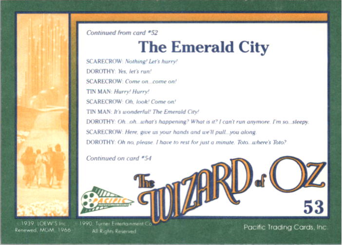 1990 Pacific Wizard of Oz #53 The Emerald City back image