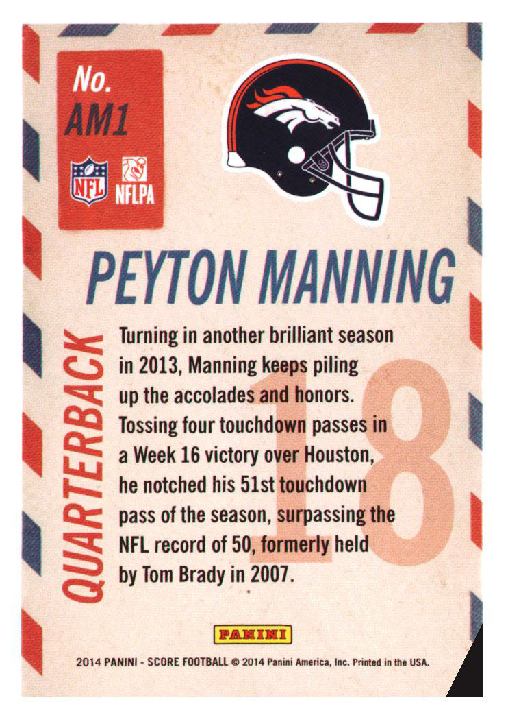 2014 Score Air Mail Red #AM1 Peyton Manning back image