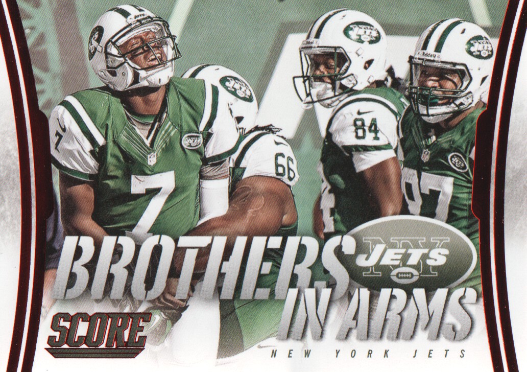 2014 Score Brothers In Arms Red #BA22 New York Jets/Geno Smith/Stephen Hill/Willie Colon