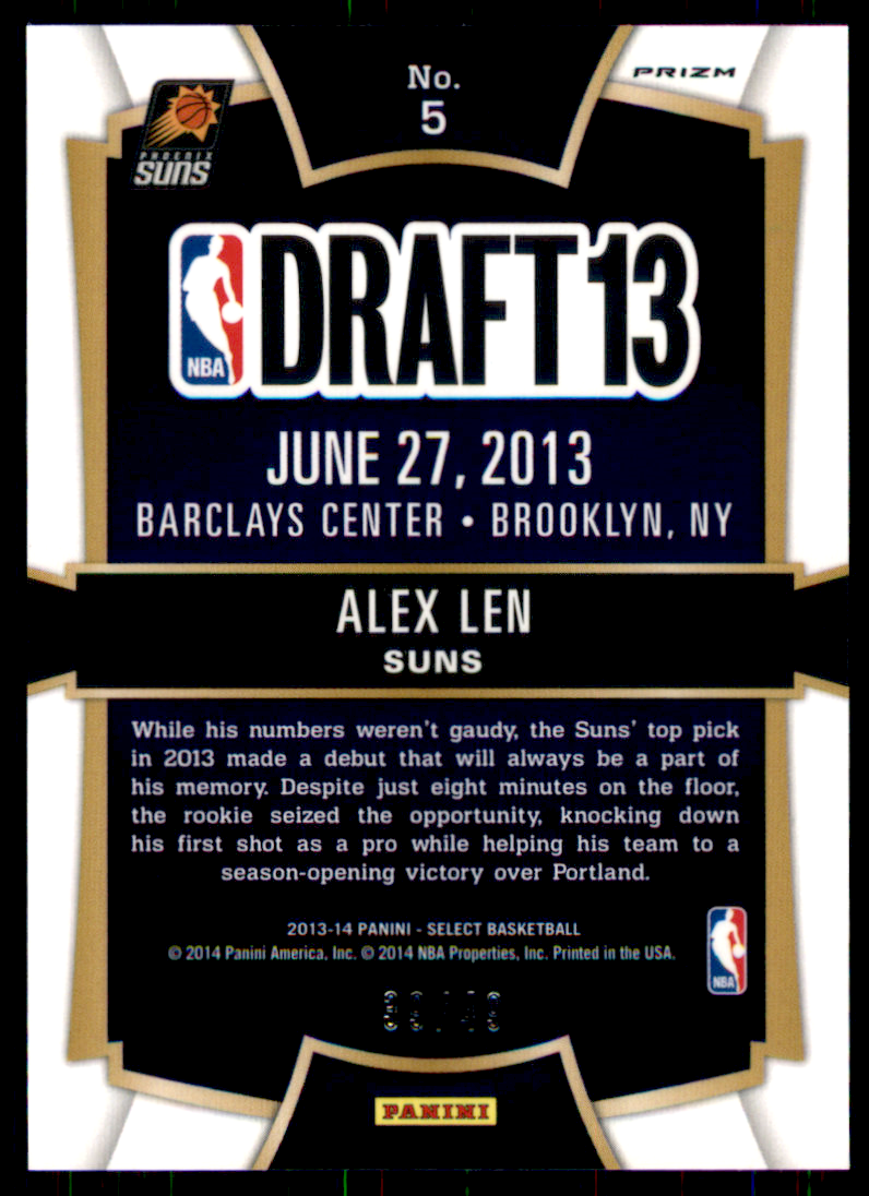 2013-14 Select Draft Selections Prizms Blue #5 Alex Len back image