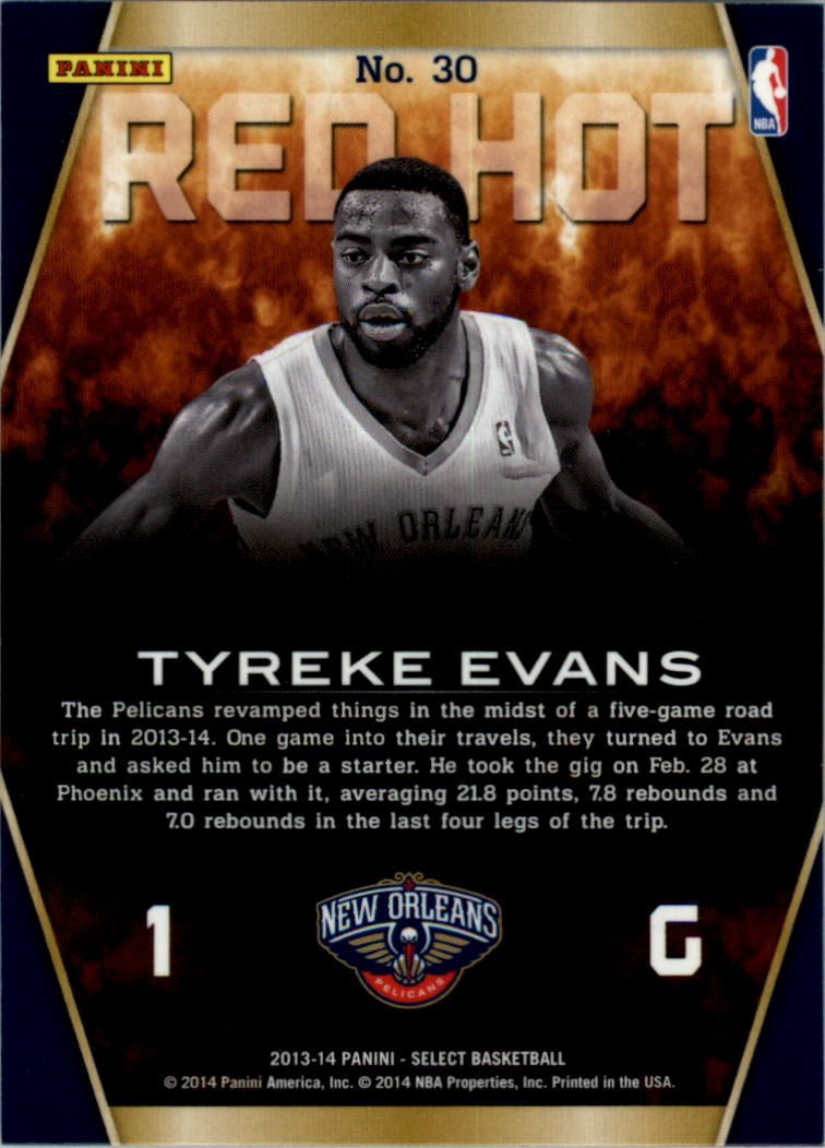2013-14 Select Red Hot #30 Tyreke Evans back image