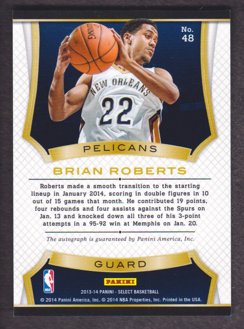 2013-14 Select Signatures #48 Brian Roberts back image