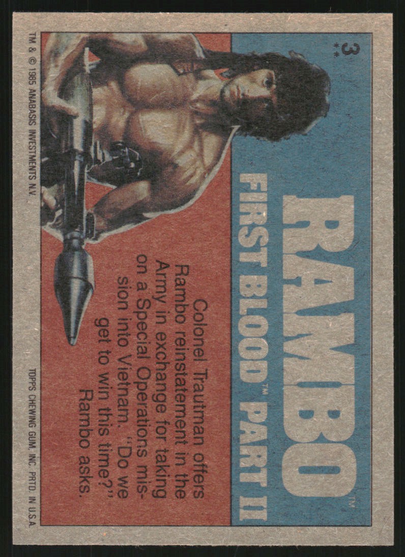 1985 Topps Rambo Rambo First Blood Part II #3 Trautman's Offer back image