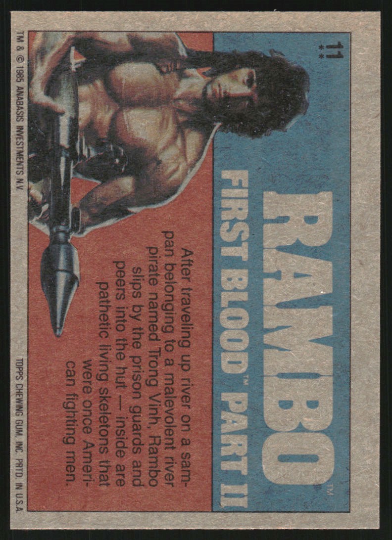 1985 Topps Rambo Rambo First Blood Part II #11 The Prison Camp back image