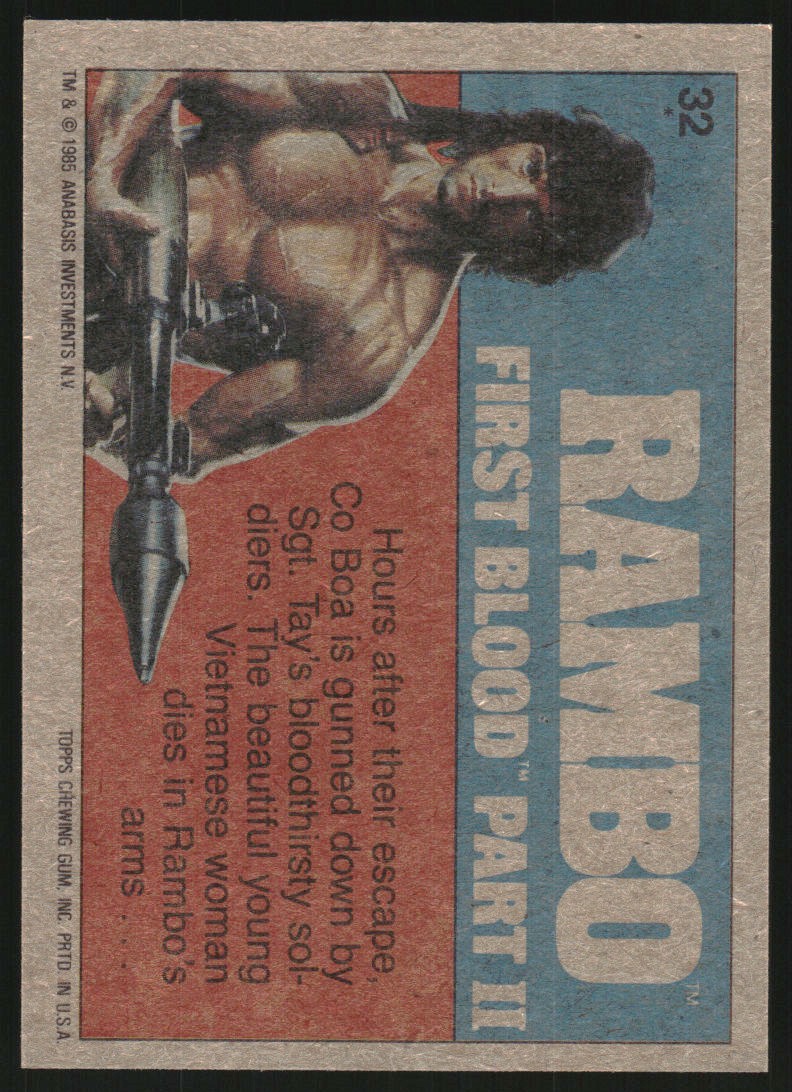 1985 Topps Rambo Rambo First Blood Part II #32 The Death of Co Boa back image