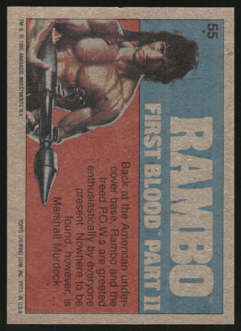 1985 Topps Rambo Rambo First Blood Part II #55 Safe at Home back image