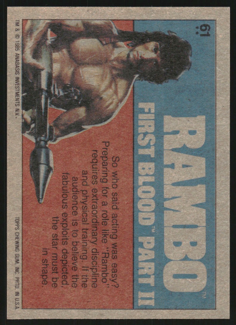 1985 Topps Rambo Rambo First Blood Part II #61 Fit for the Part back image