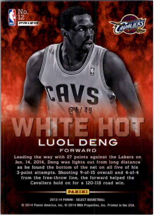 2013-14 Select White Hot Prizms Blue #12 Luol Deng
