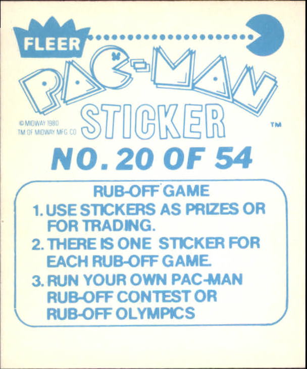 1980 Fleer Pac-Man Stickers #20 Be Kind to Pac-Man back image