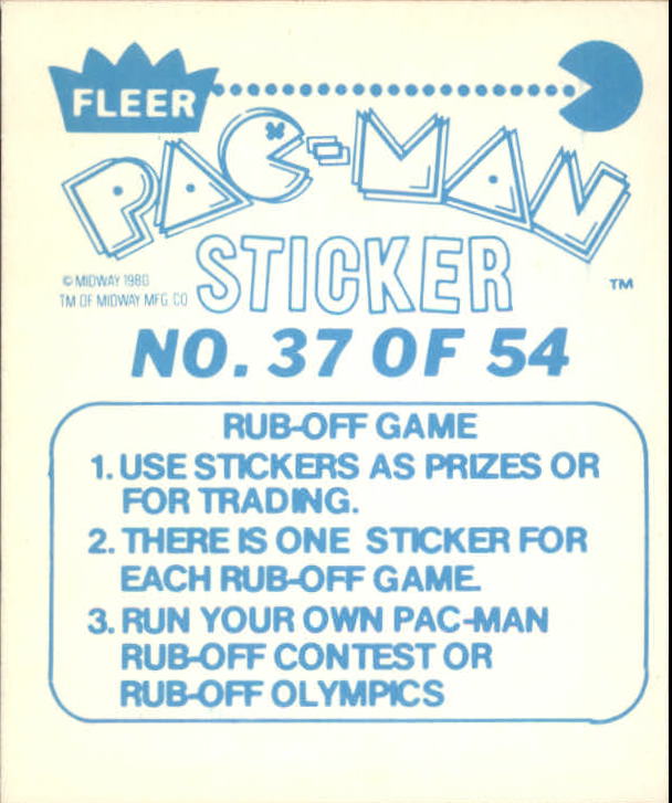 1980 Fleer Pac-Man Stickers #37 Waka Waka Waka Waka back image