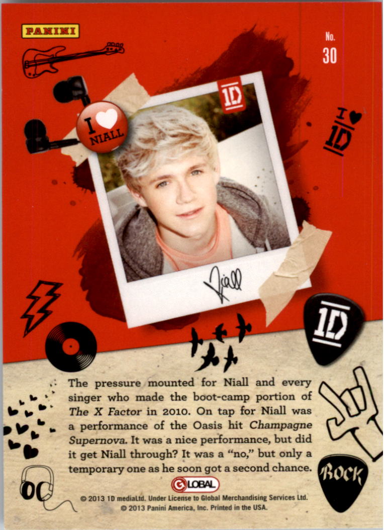 2013 Panini One Direction #30 The pressure mounted for Niall back image