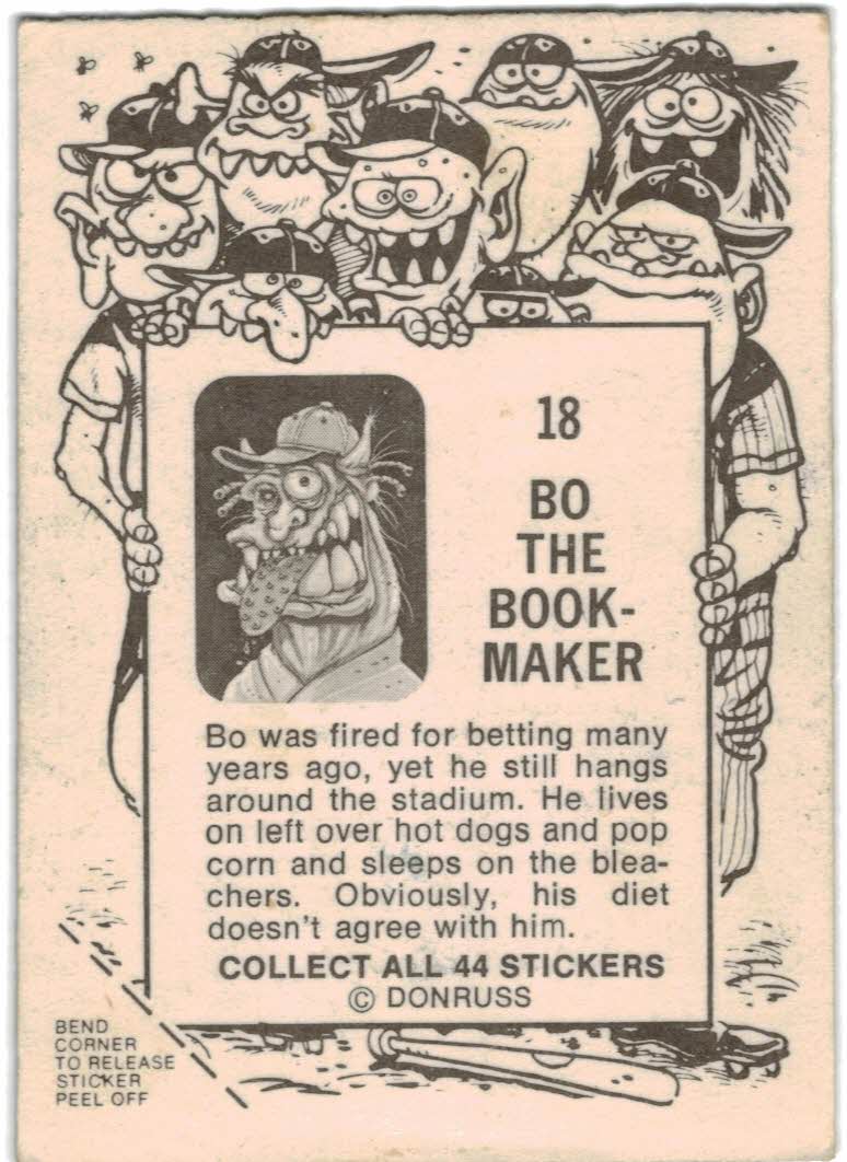 1973 Donruss Baseball Super Freaks Series 1 #18 Bo the Bookmaker back image
