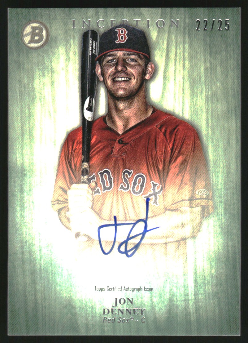2014 Bowman Inception Prospect Autographs Green #PAJD Jon Denney