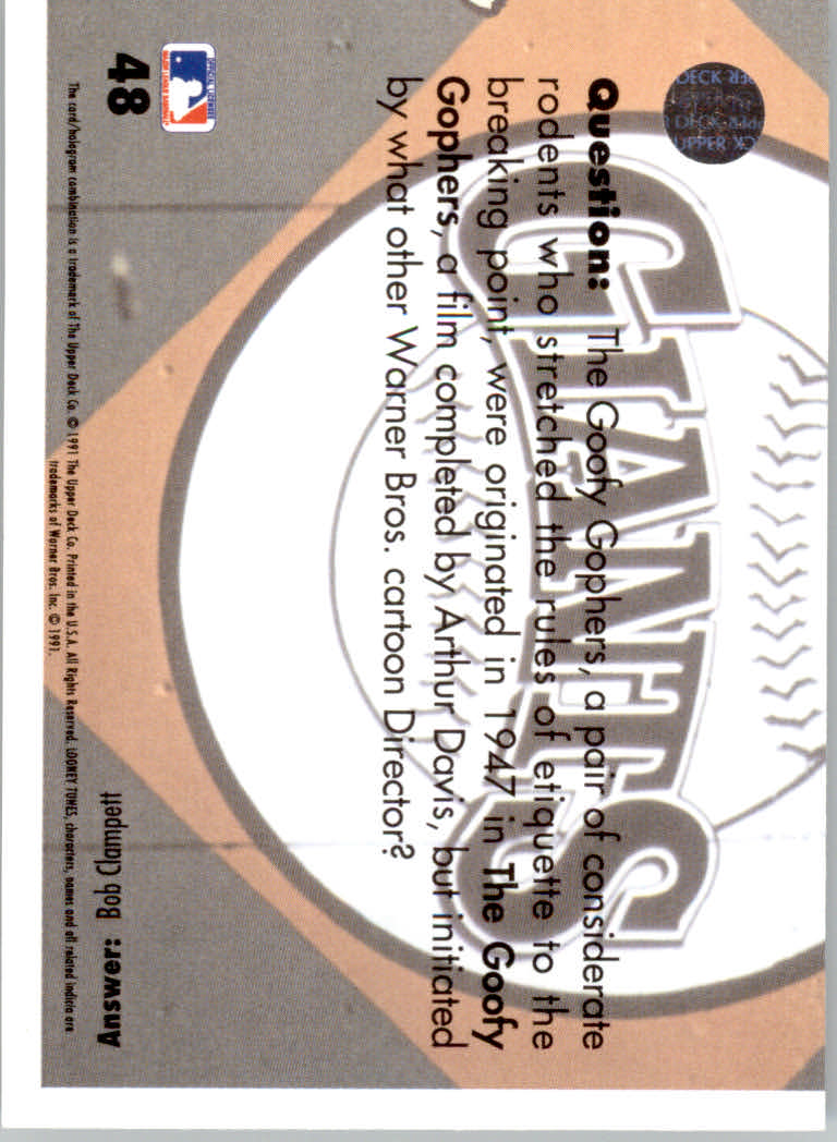 1991 Upper Deck Comic Ball 2 #49 Couch Potato Baseball back image