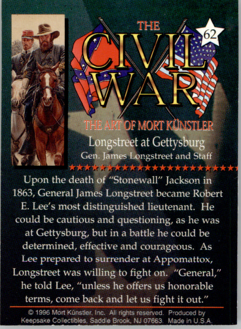 Civil War The Art of Mort Kunstler (1996 Keepsake Collection) Cards - Bild 31 von 73