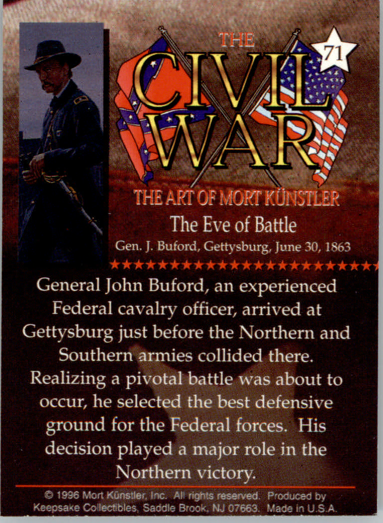Civil War The Art of Mort Kunstler (1996 Keepsake Collection) Cards - Bild 21 von 73
