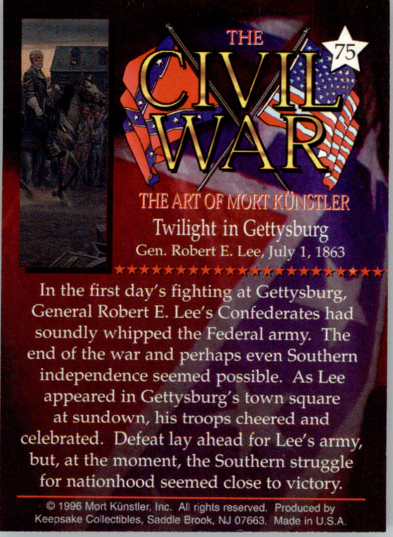 Civil War The Art of Mort Kunstler (1996 Keepsake Collection) Cards - Bild 17 von 73
