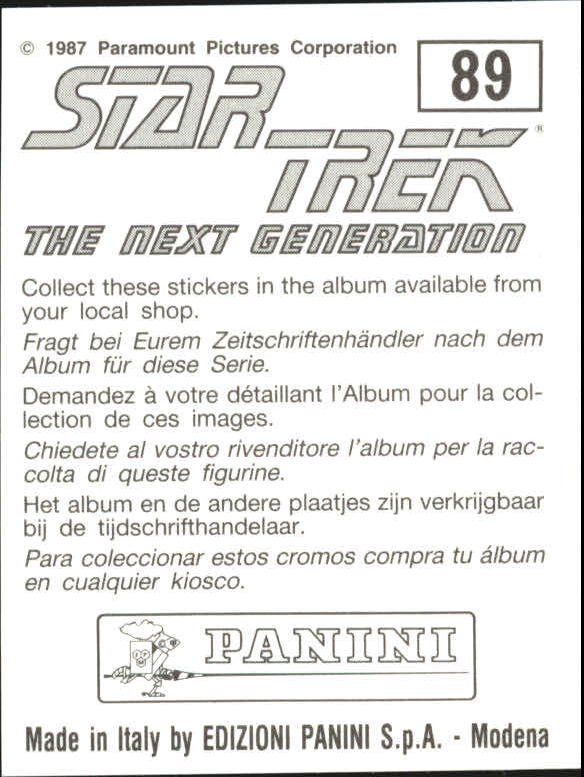 1987 Panini Star Trek The Next Generation Album Stickers #89 Haven back image