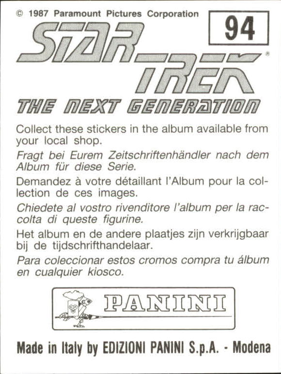 1987 Panini Star Trek The Next Generation Album Stickers #94 Haven back image