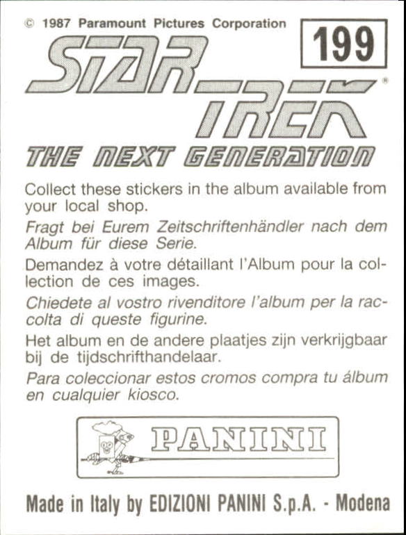 1987 Panini Star Trek The Next Generation Album Stickers #199 Justice back image