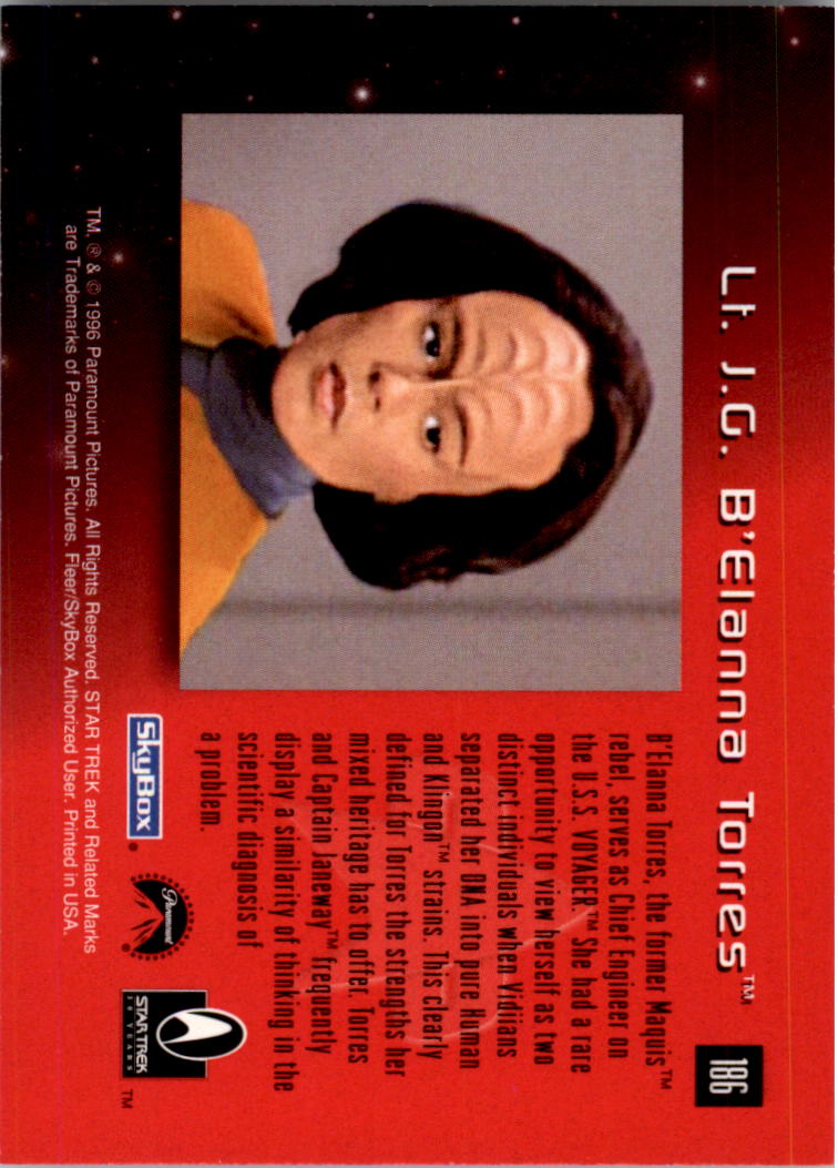 1995-96 SkyBox 30 Years of Star Trek #186 Lt. J.G. B'Elanna Torres back image