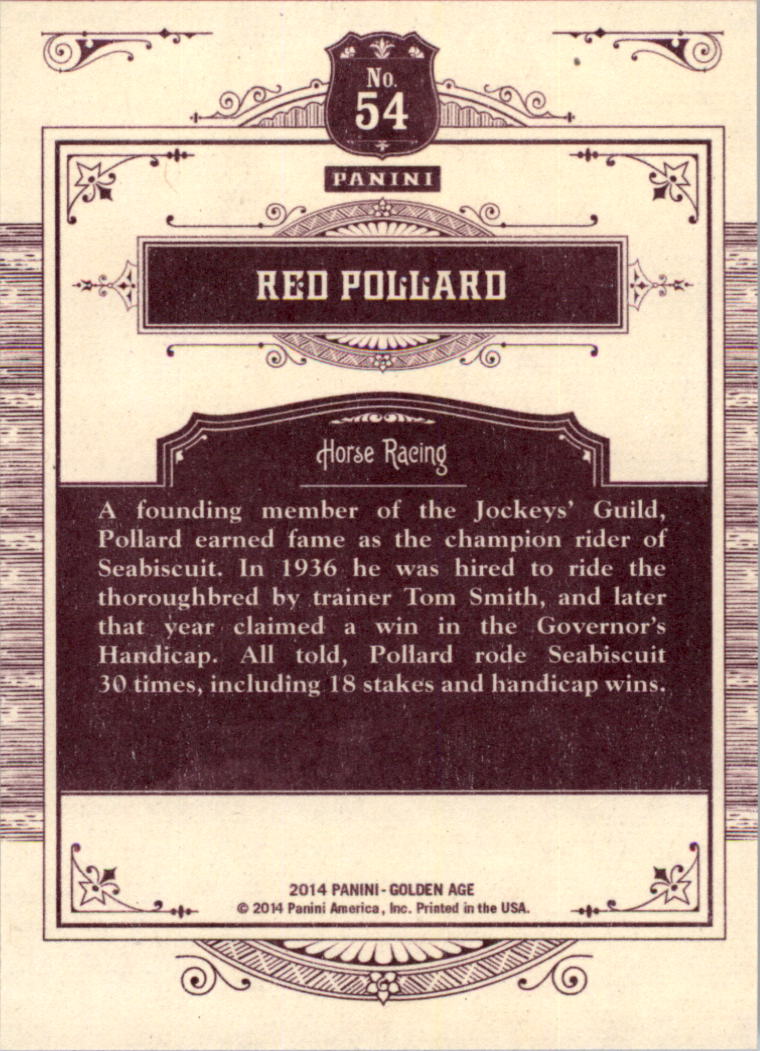2014 Panini Golden Age #54 Red Pollard back image