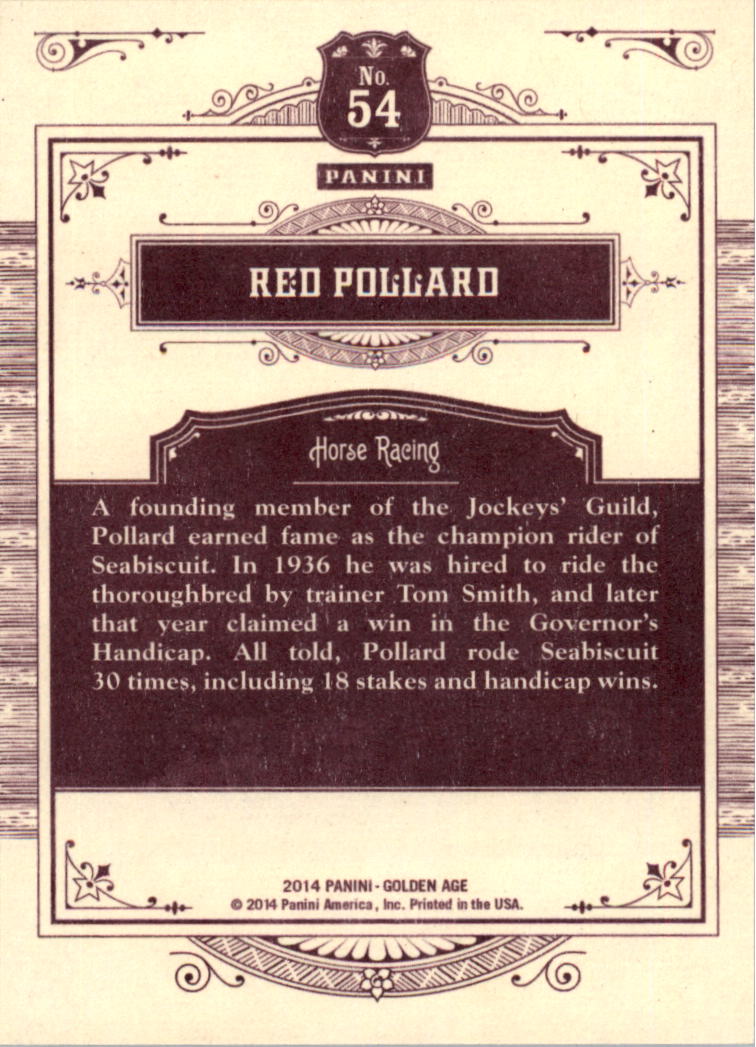 2014 Panini Golden Age White #54 Red Pollard back image
