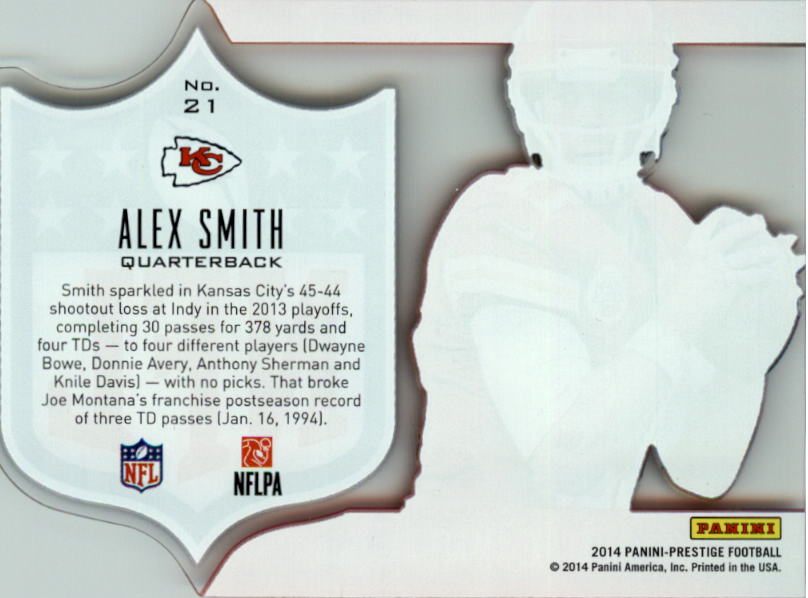 2014 Prestige NFL Shield #21 Alex Smith back image
