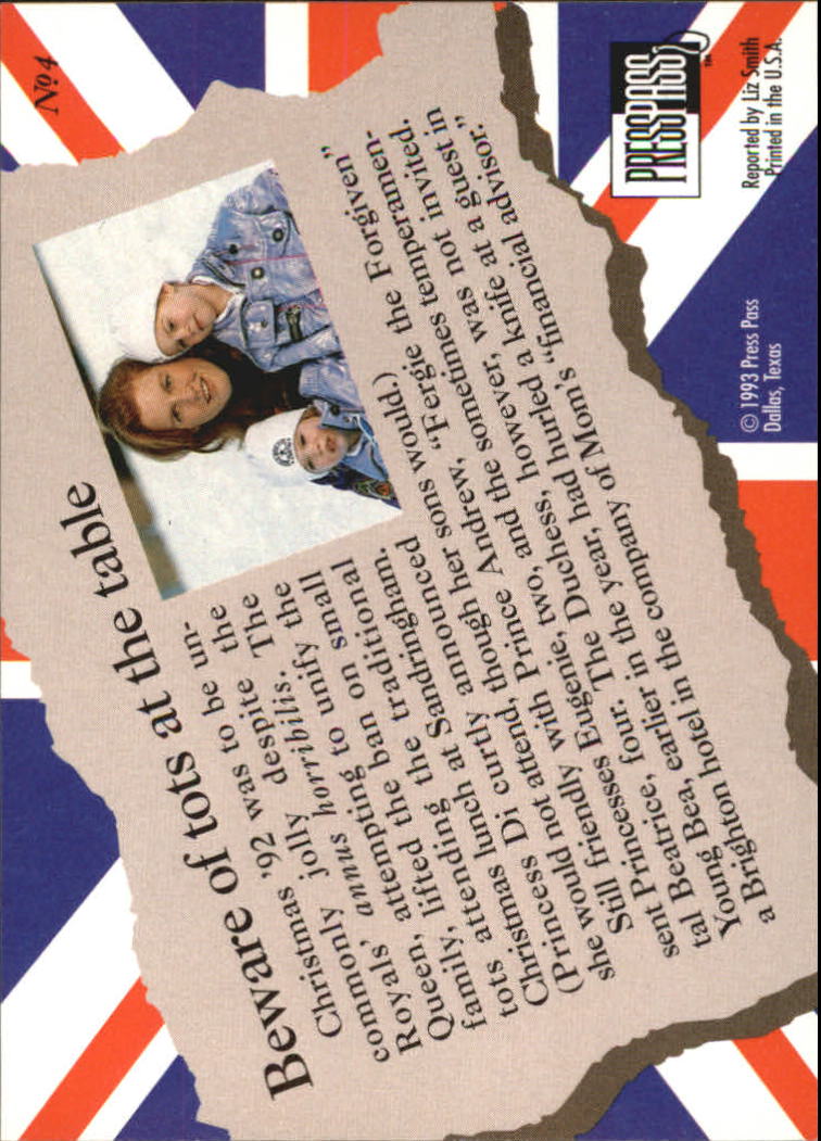 1993 Press Pass The Royal Family #4 Beware of tots at the table back image