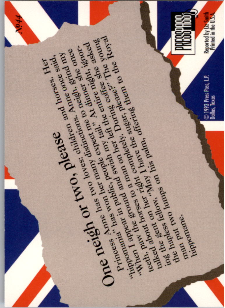 1993 Press Pass The Royal Family #44 One neigh or two, please back image