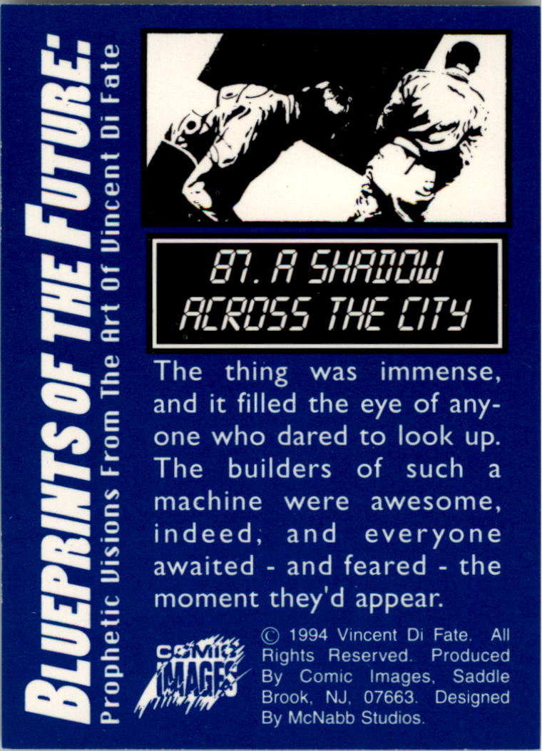 1994 Comic Images Vincent Di Fate's Blueprints of the Future #87 A Shadow Across the City back image