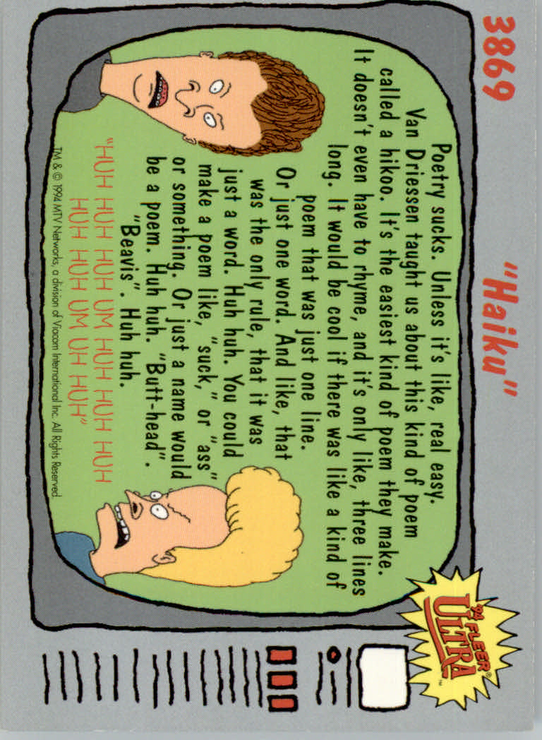 Beavis and Butt-Head (1994 Fleer Ultra) Cards - Picture 49 of 53