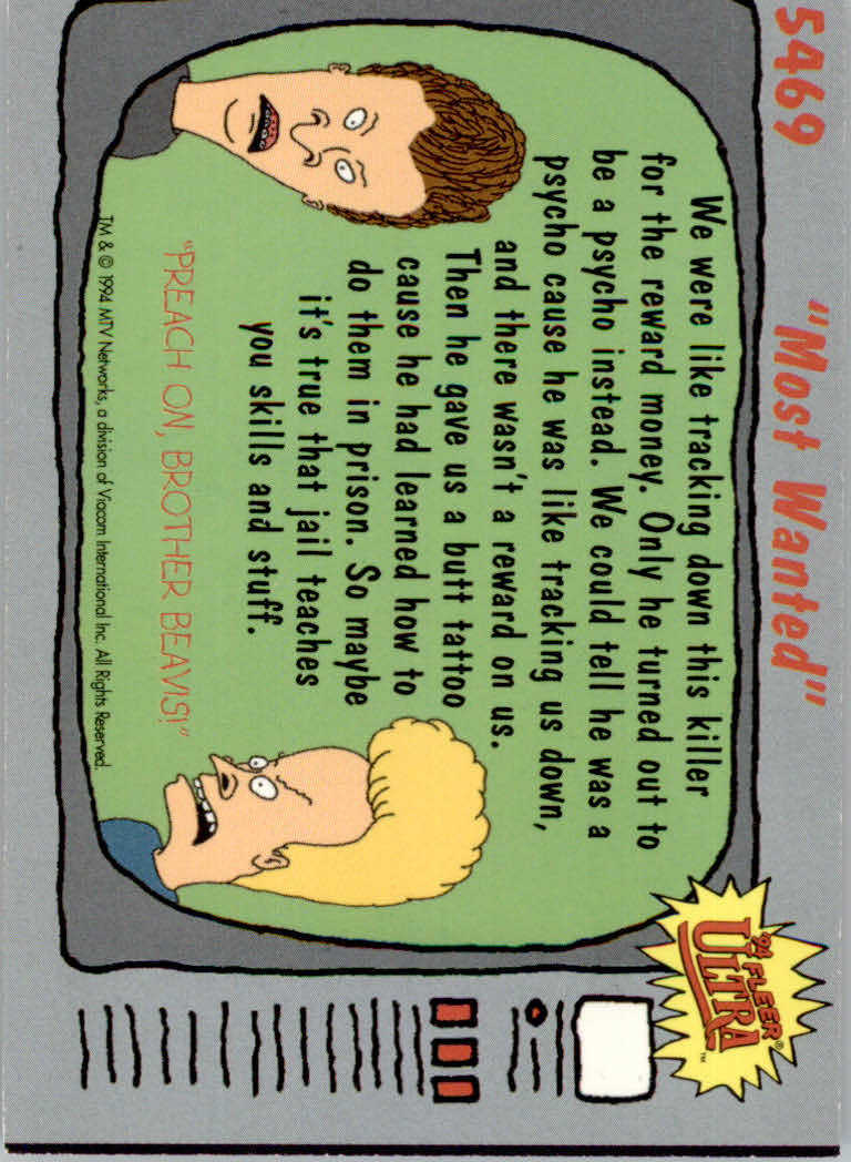 Beavis and Butt-Head (1994 Fleer Ultra) Cards - Picture 45 of 53