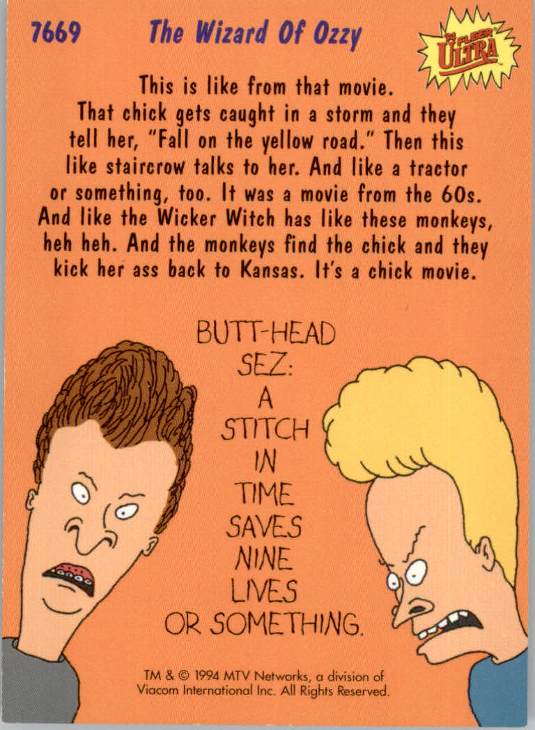 Beavis and Butt-Head (1994 Fleer Ultra) Cards - Picture 17 of 53