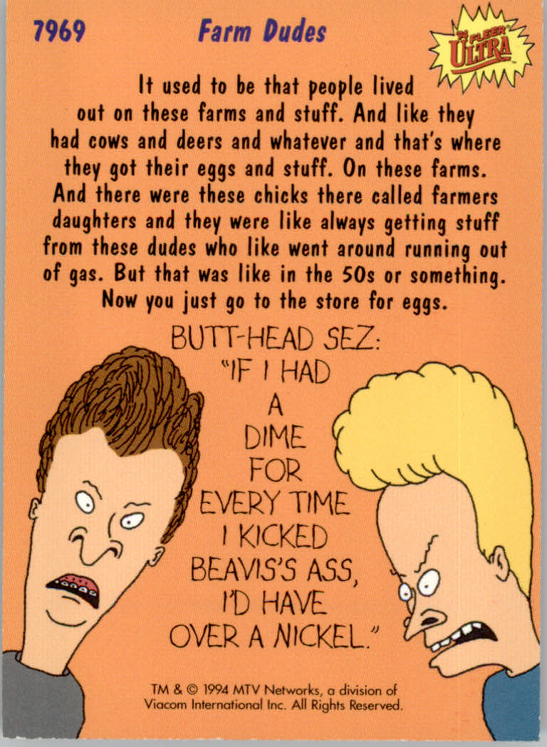 Beavis and Butt-Head (1994 Fleer Ultra) Cards - Picture 15 of 53