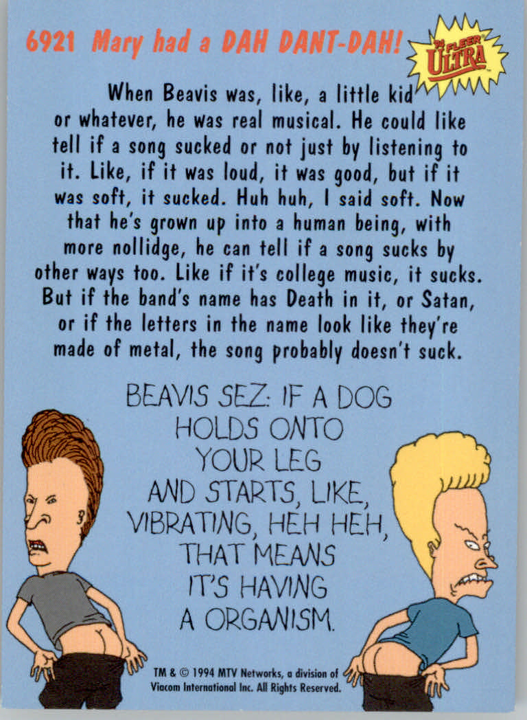 Beavis and Butt-Head (1994 Fleer Ultra) Cards - Picture 39 of 53