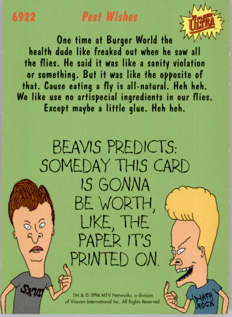 Beavis and Butt-Head (1994 Fleer Ultra) Cards - Picture 37 of 53