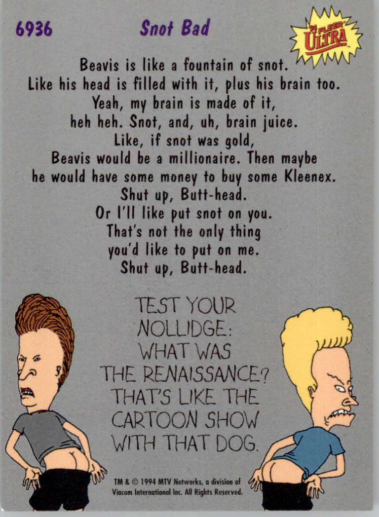 Beavis and Butt-Head (1994 Fleer Ultra) Cards - Picture 27 of 53