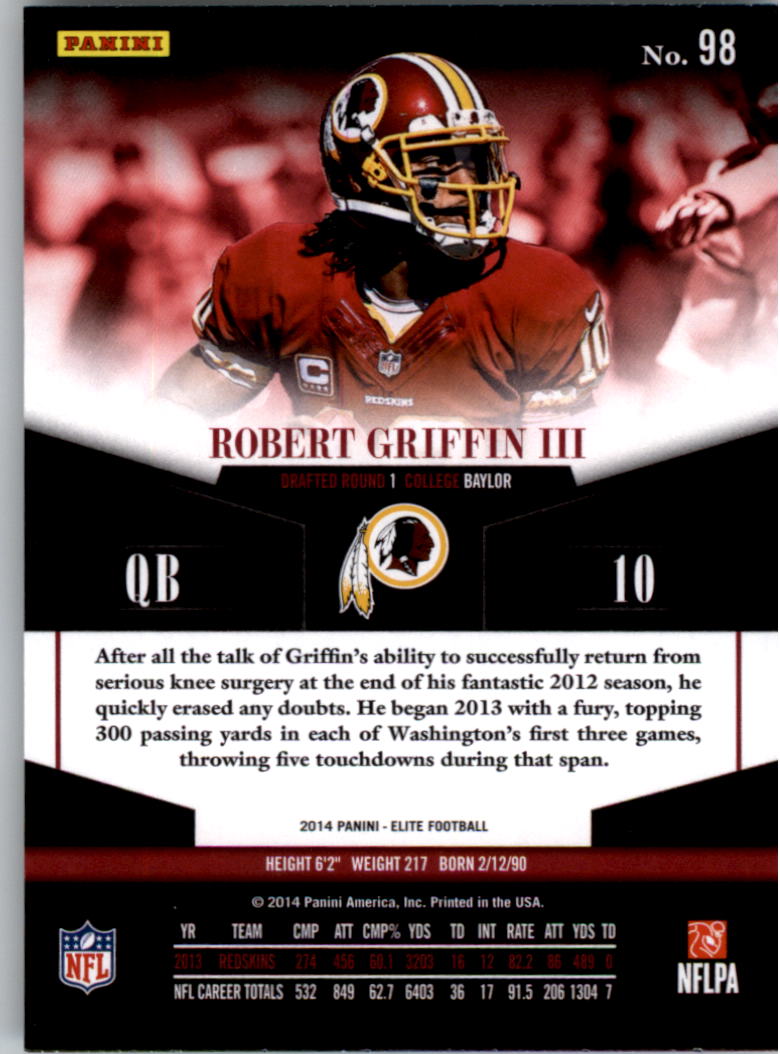 2014 Elite #98 Robert Griffin III back image