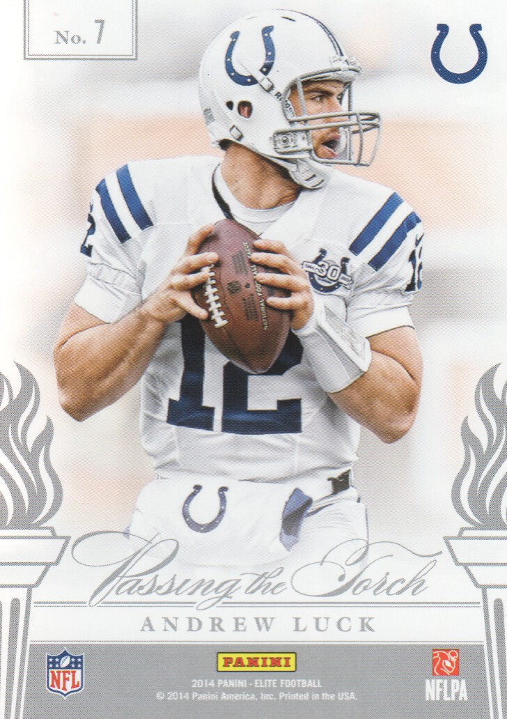 2014 Elite Passing the Torch Silver #7 Andrew Luck/Peyton Manning back image