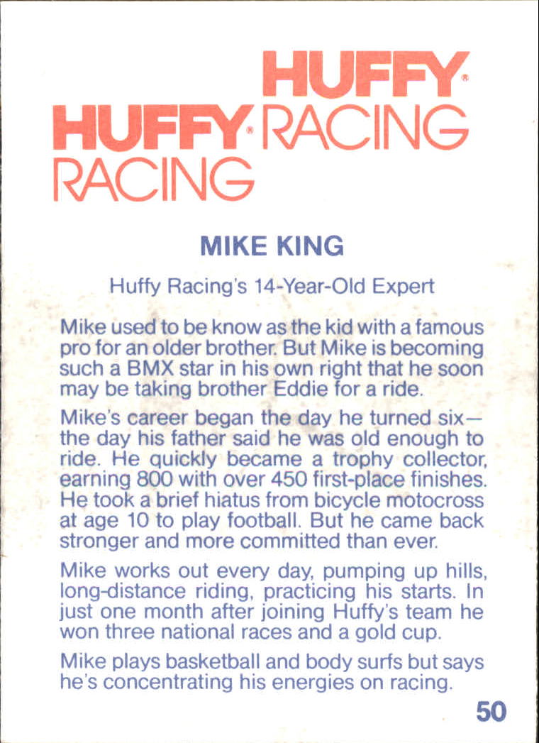 1984 BMX Card Series #50 Mike King back image