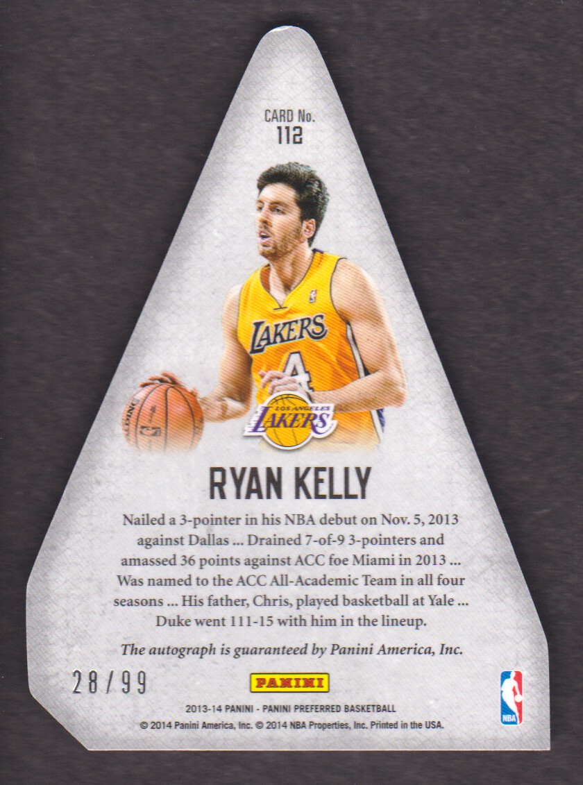 2013-14 Panini Preferred #112 Ryan Kelly PC AU/99 back image