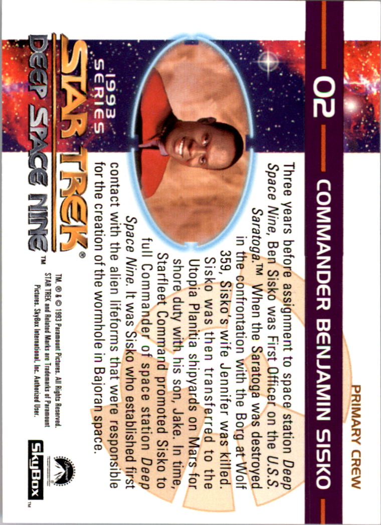 1994 SkyBox Star Trek Deep Space Nine #2 Commander Benjamin Sisko back image