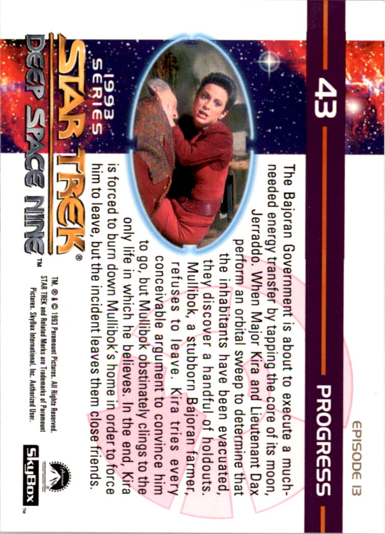 1994 SkyBox Star Trek Deep Space Nine #43 Progress back image