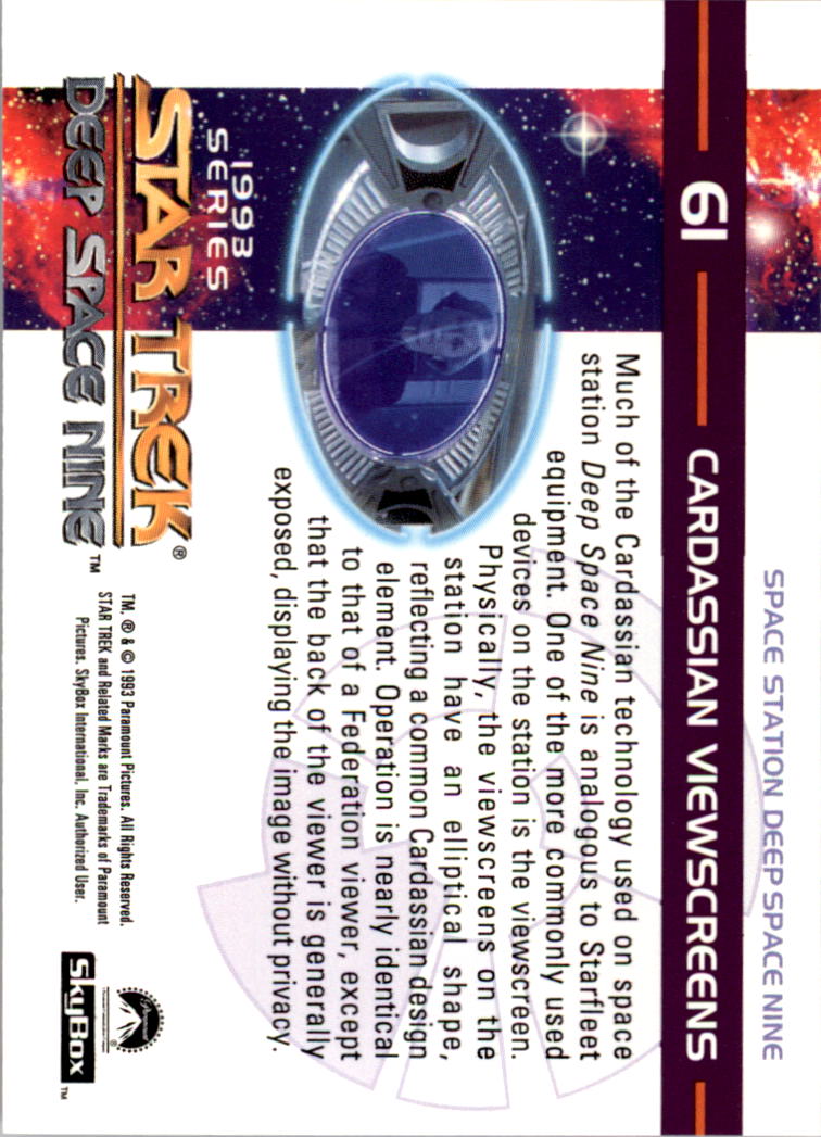 1994 SkyBox Star Trek Deep Space Nine #61 Cardassian Viewscreens back image