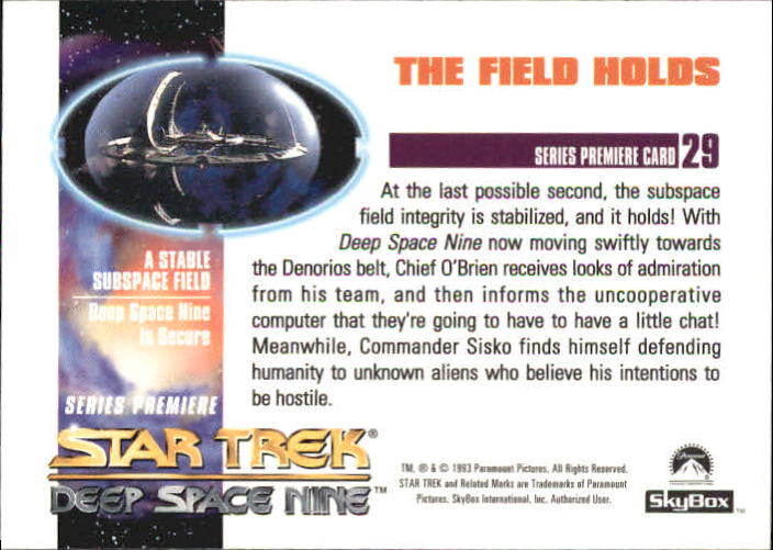 1993 SkyBox Star Trek Deep Space Nine #29 The Field Holds back image